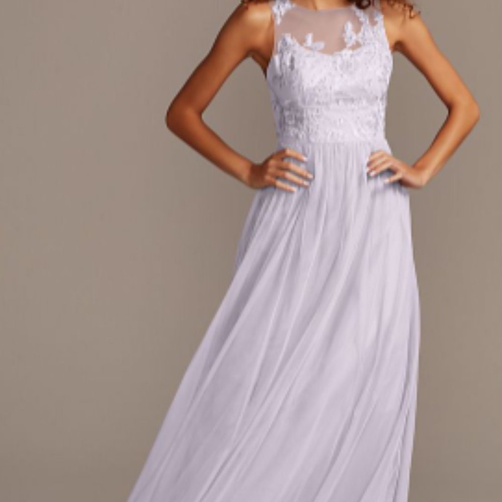 NWT Sleeveless Embroidered Soft Net Bridesmaid Dress